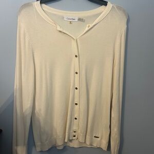 Calvin Klein Off White Cardigan w/Gold Buttons